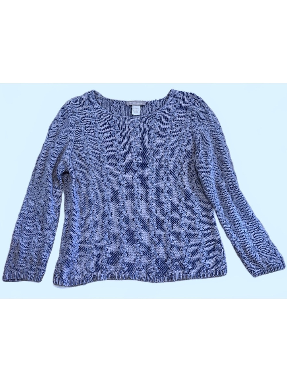 periwinkle open knit grandma sweater - modern soul - woman’s XL
